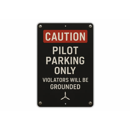 Caution Pilot Parking Only Violators Will Be Grounded Sign