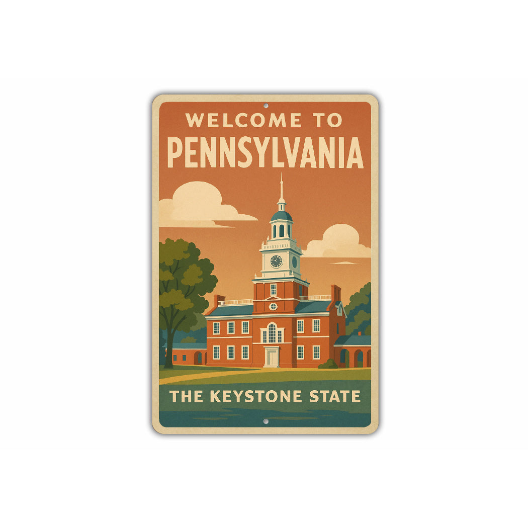 Welcome To Pennsylvania The Keystone State Sign