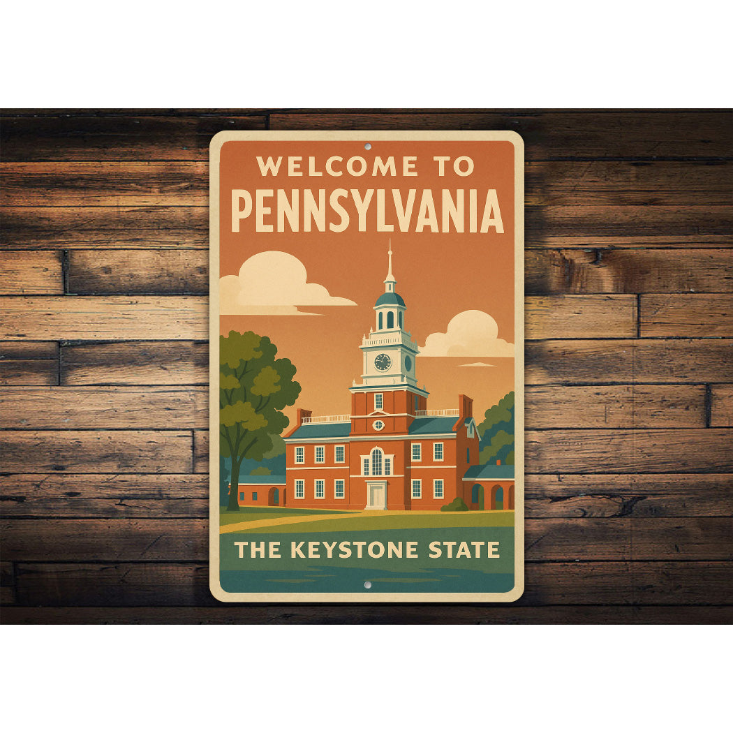 Welcome To Pennsylvania The Keystone State Sign