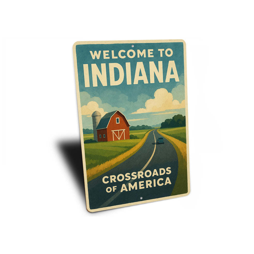 Welcome To Indiana Crossroads Of America Sign