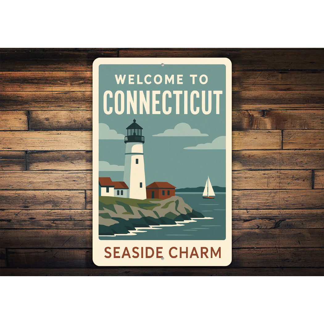 Welcome To Connecticut Seaside Charm Sign