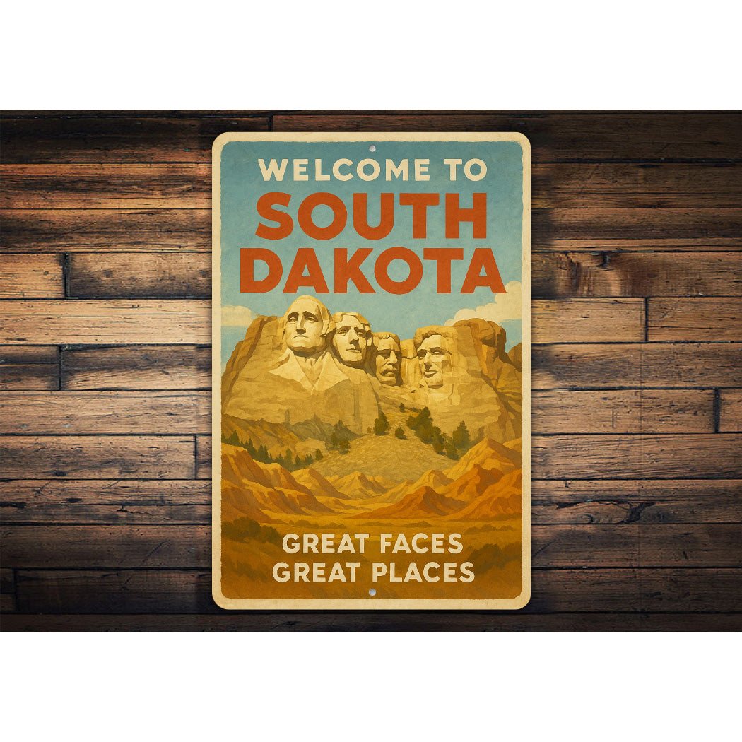 Welcome To South Dakota Great Faces Great Places Sign