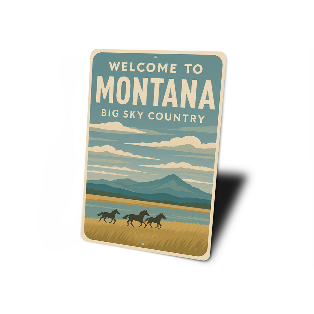 Large Country Sign Welcome To Montana Big Sky Country Sign – Lizton Sign Shop Wholesale