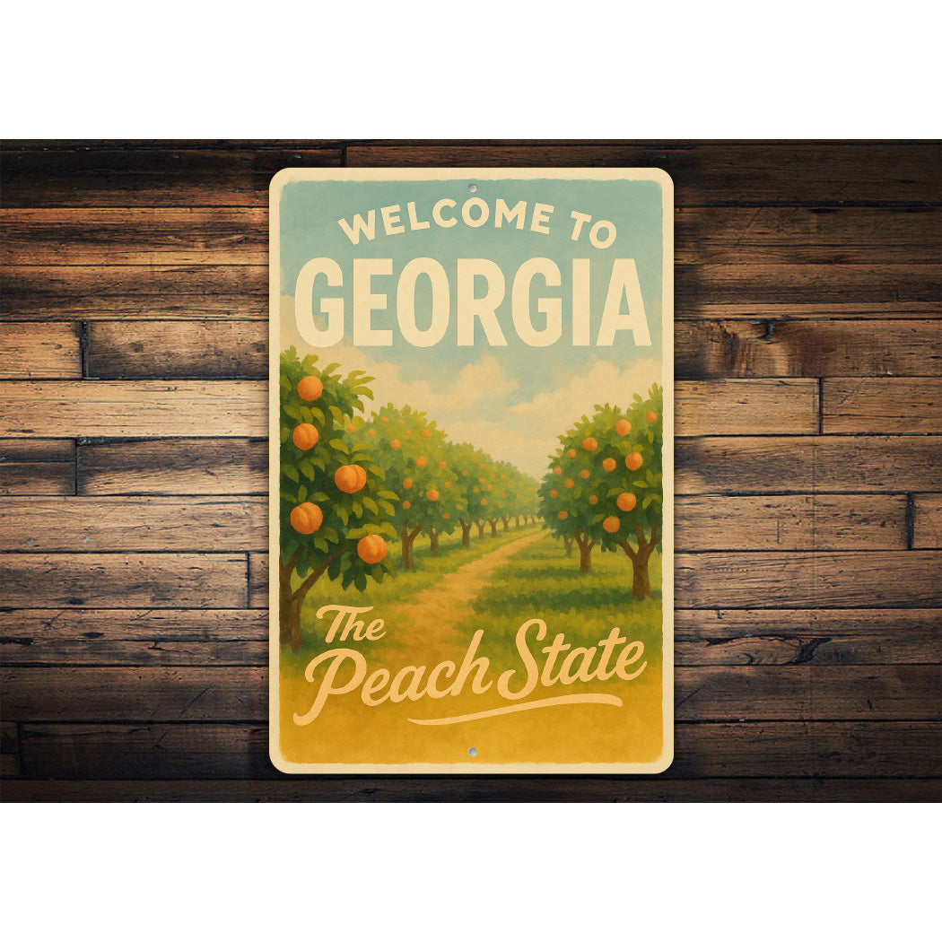 Welcome To Georgia The Peach State Sign