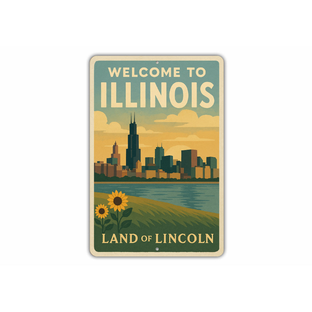 Welcome To Illinois Land Of Lincoln Sign
