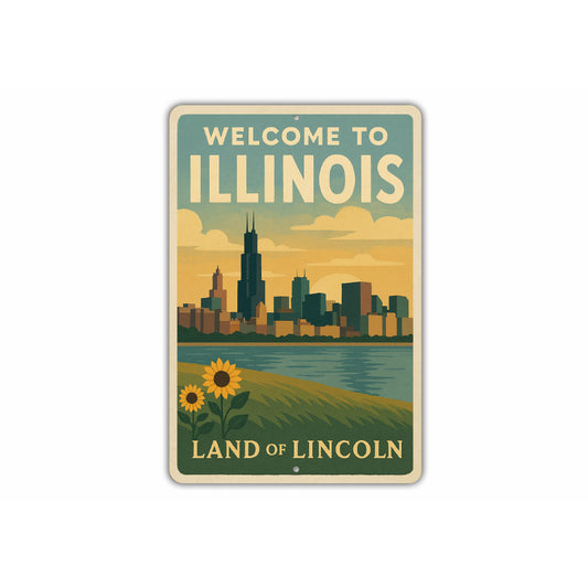 Welcome To Illinois Land Of Lincoln Sign