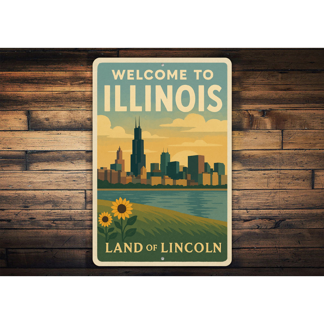 Welcome To Illinois Land Of Lincoln Sign