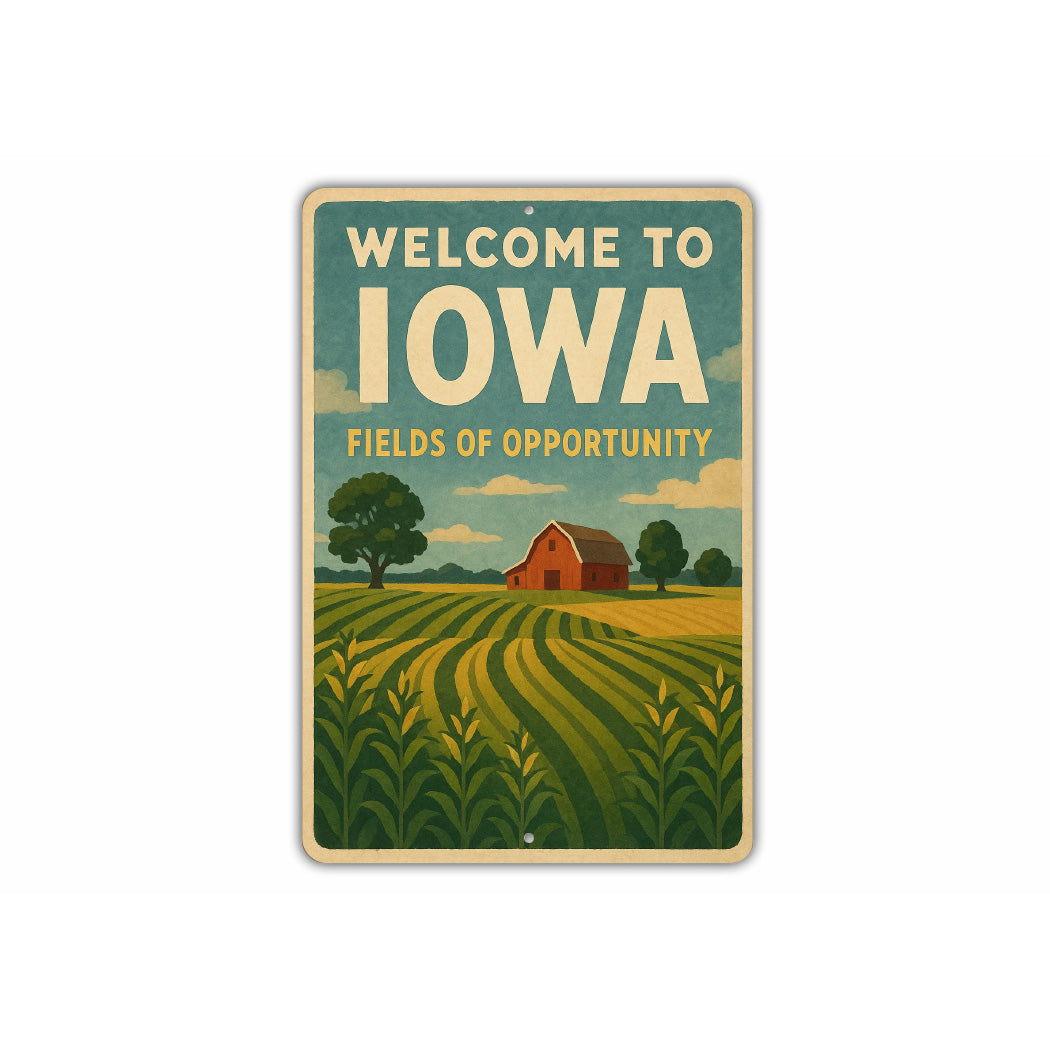 Welcome To Iowa Fields Of Opportunity Sign