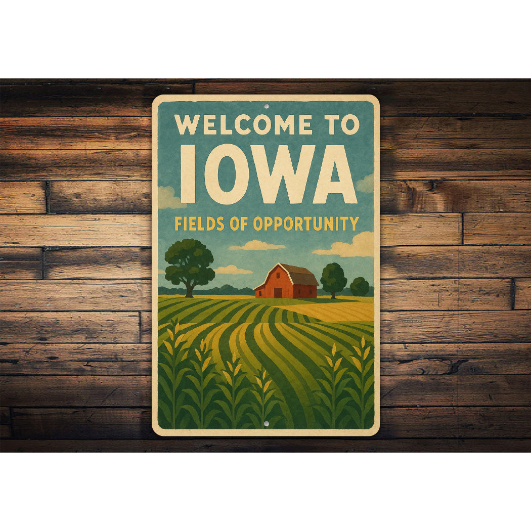 Welcome To Iowa Fields Of Opportunity Sign