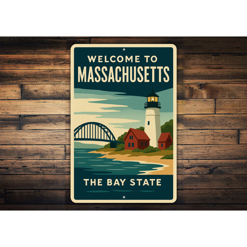 Welcome To Massachusetts The Bay State Sign