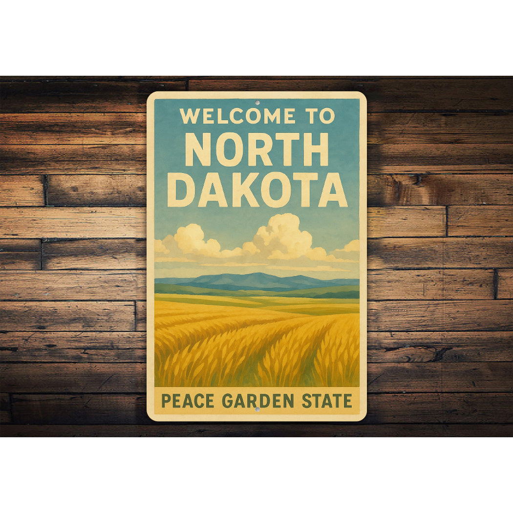 Welcome To North Dakota Peace Garden State Sign