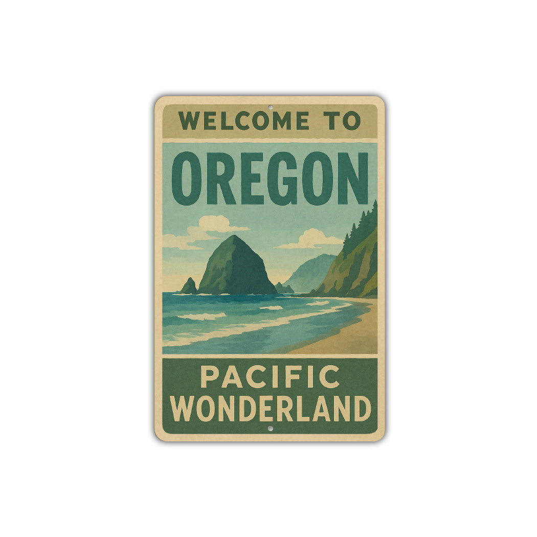 Welcome To Oregon Pacific Wonderland Sign