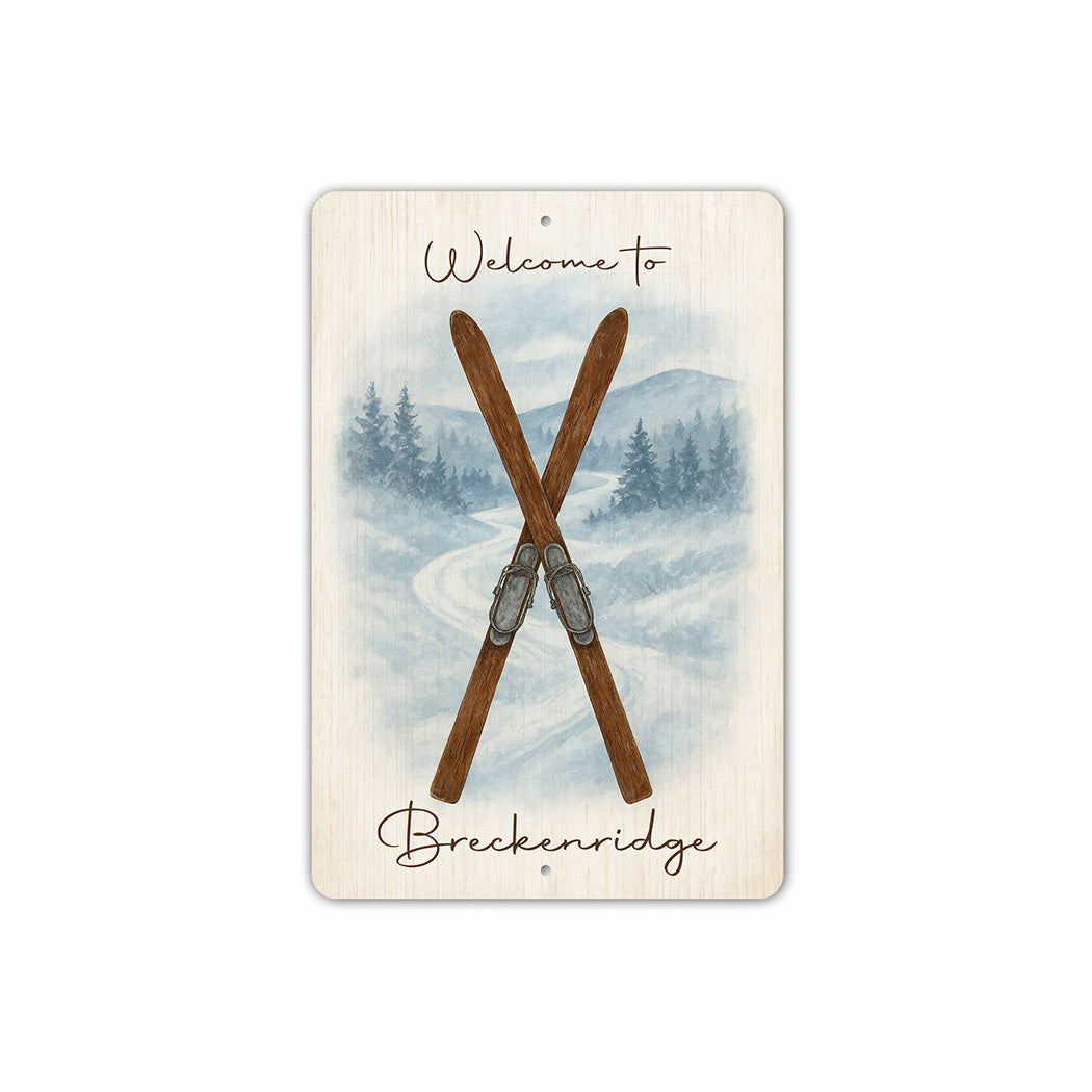 Welcome To Breckenridge Crossed Skis Sign