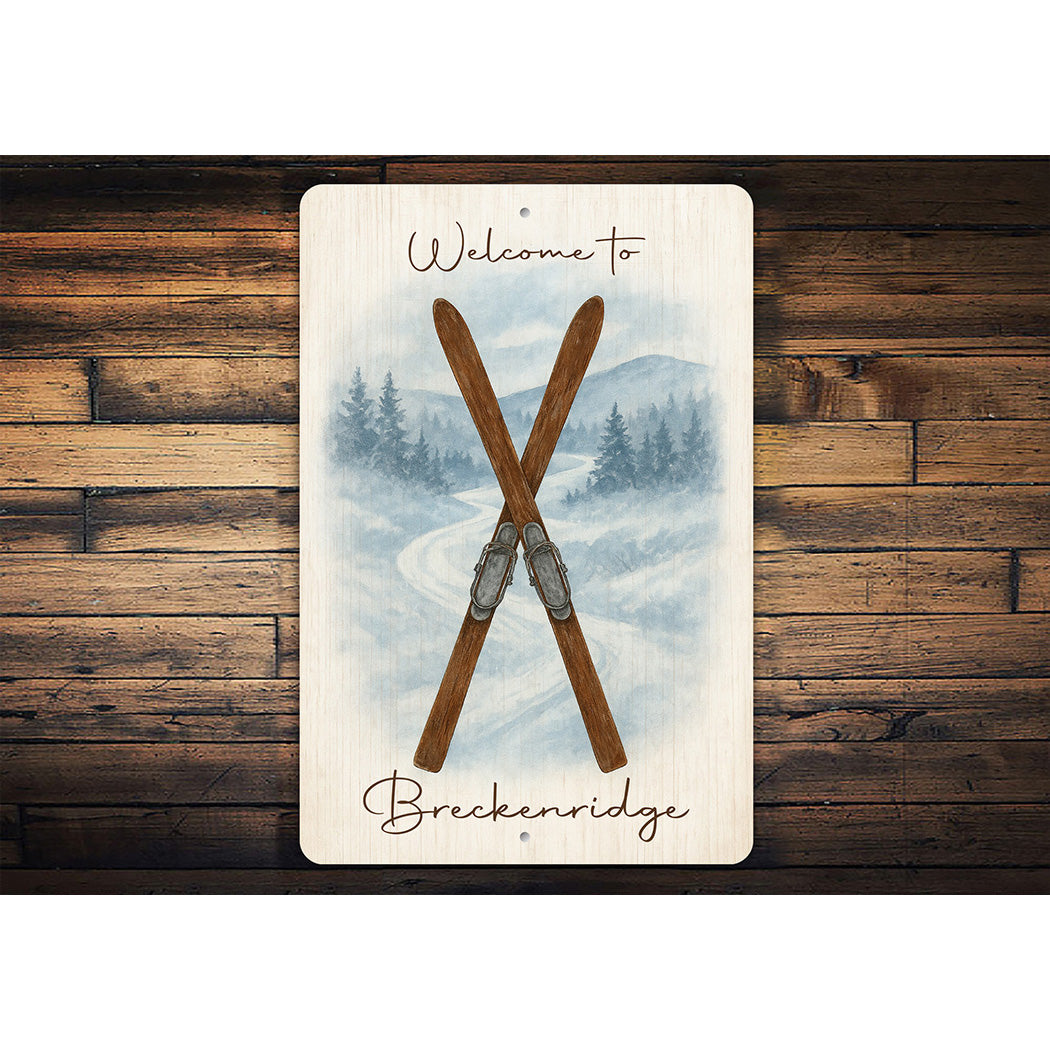 Welcome To Breckenridge Crossed Skis Sign