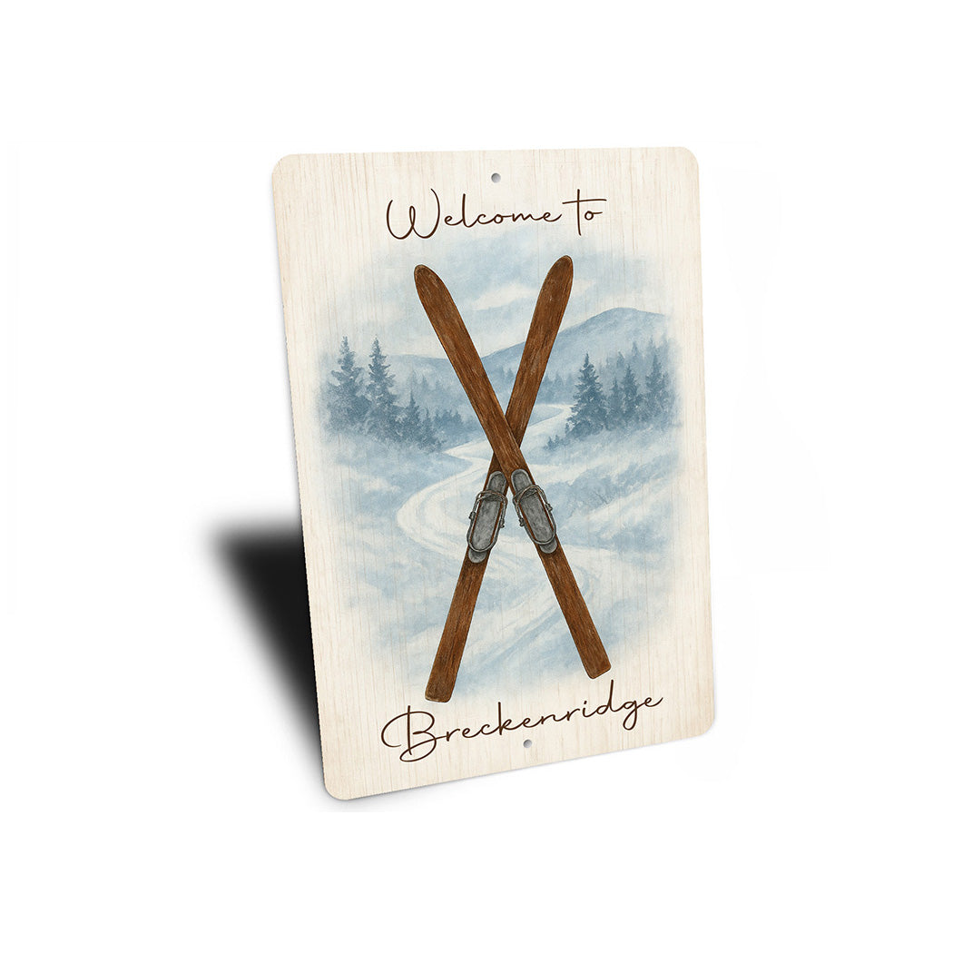 Welcome To Breckenridge Crossed Skis Sign