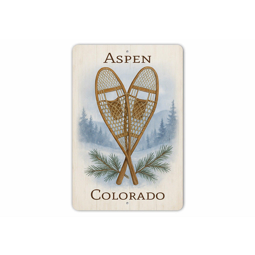 Aspen Colorado Crossed Snow Shoes Sign
