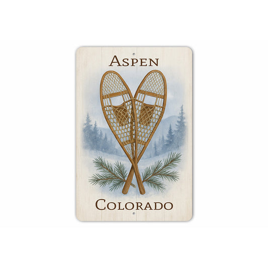 Aspen Colorado Crossed Snow Shoes Sign