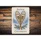 Aspen Colorado Crossed Snow Shoes Sign