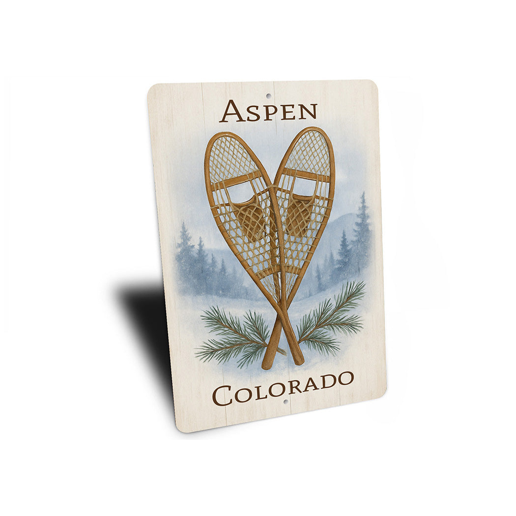 Aspen Colorado Crossed Snow Shoes Sign