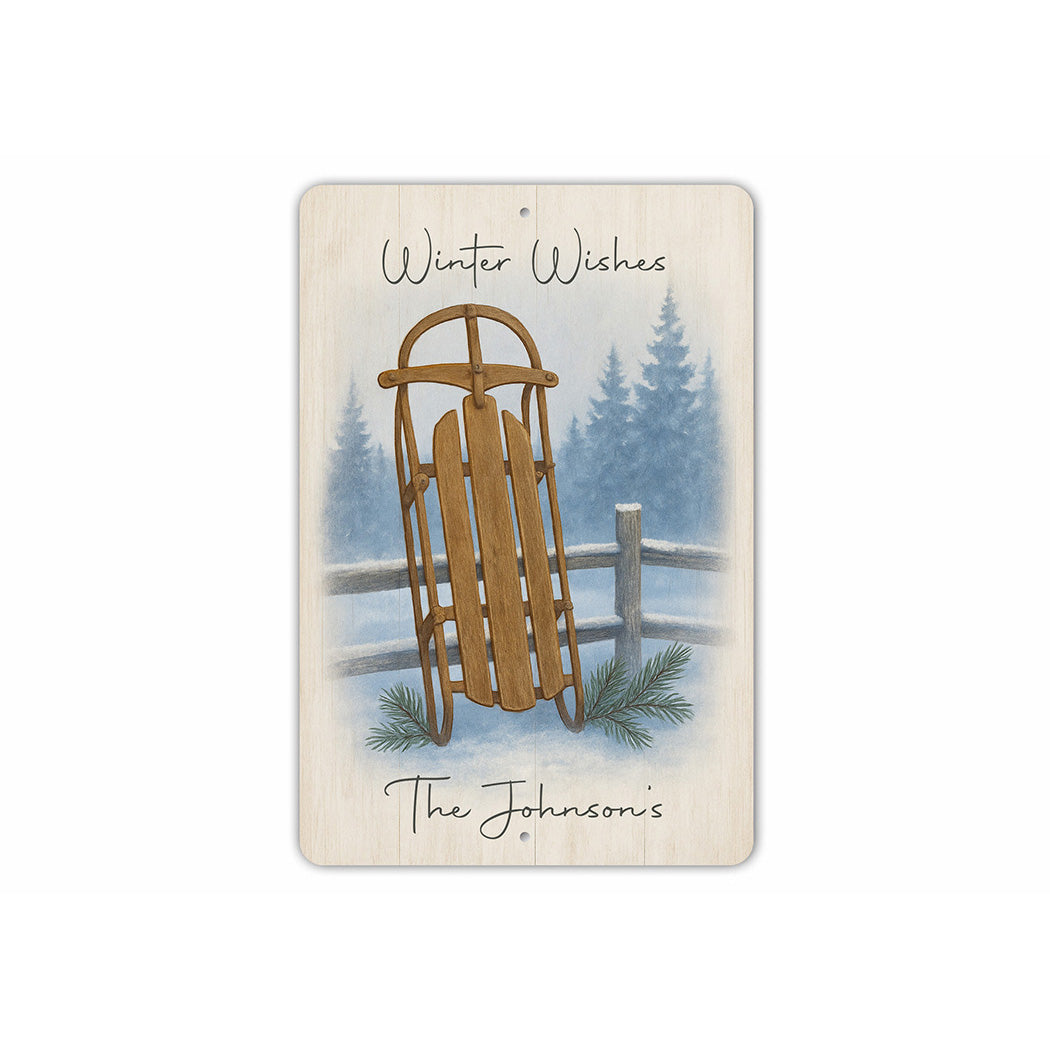 Winter Wishes The Johnson's Snow Sled Sign