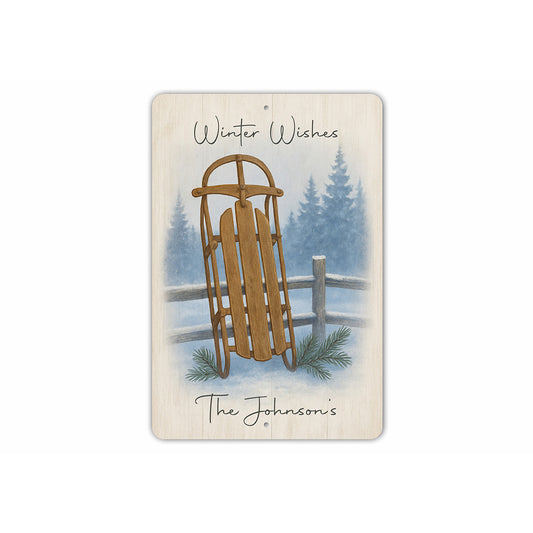 Winter Wishes The Johnson's Snow Sled Sign