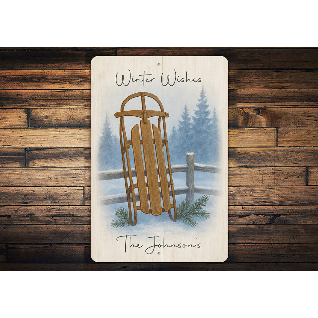 Winter Wishes The Johnson's Snow Sled Sign