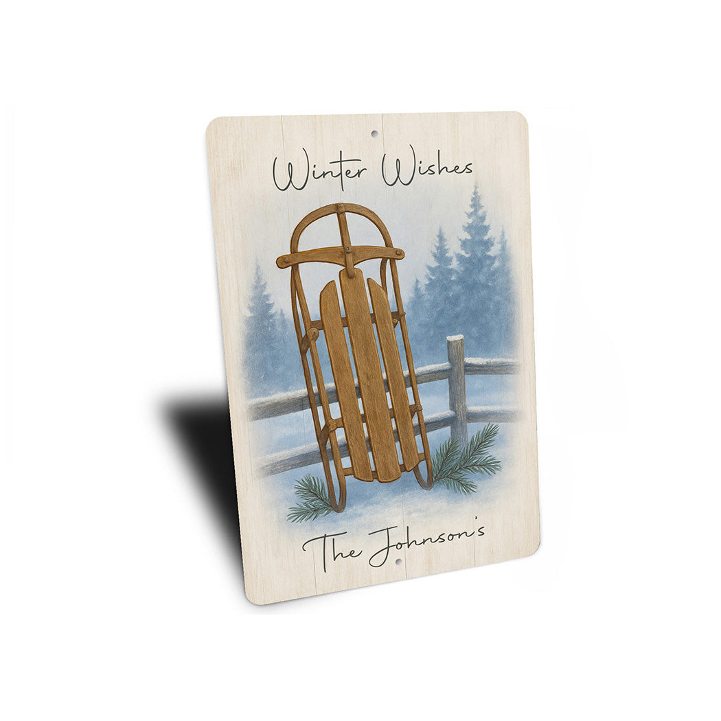 Winter Wishes The Johnson's Snow Sled Sign