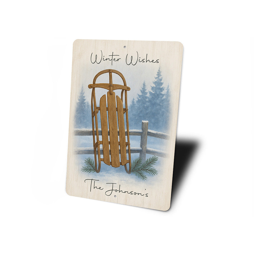 Winter Wishes The Johnson's Snow Sled Sign