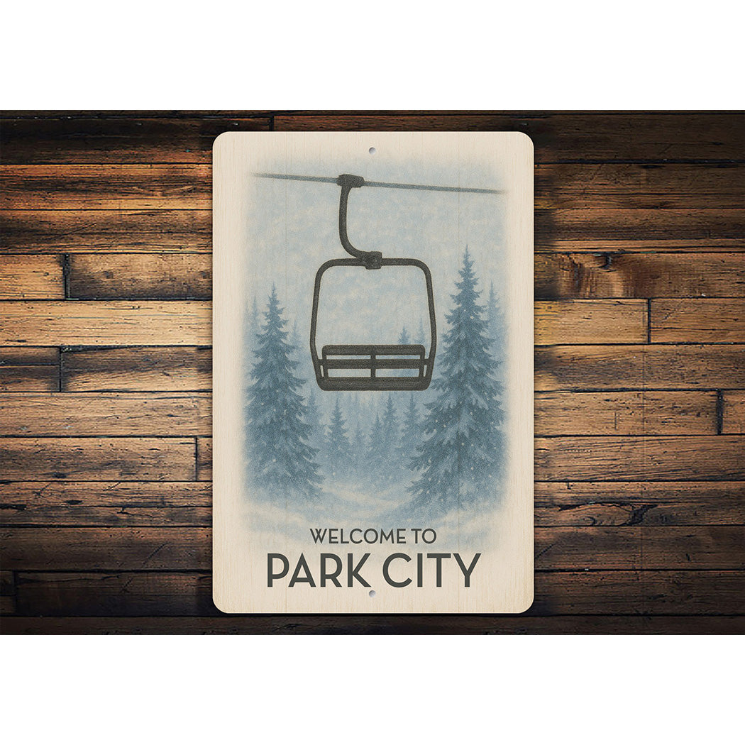 Welcome To Park City Ski Lift Sign