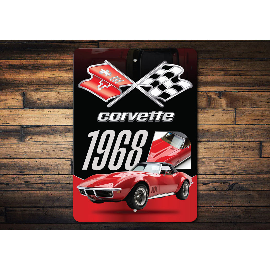 1968 Corvette Chevrolet Crossed Flag Badge Sign