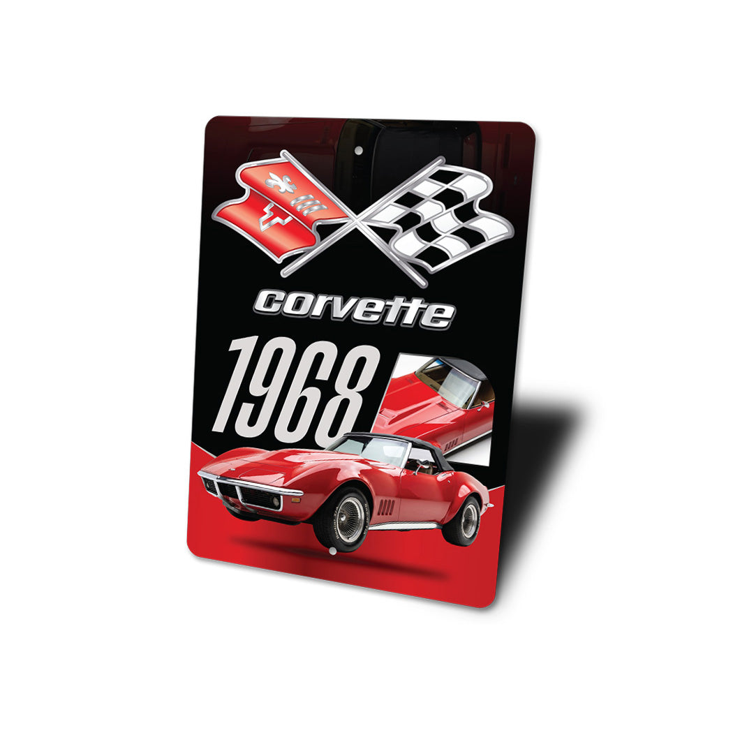 1968 Corvette Chevrolet Crossed Flag Badge Sign