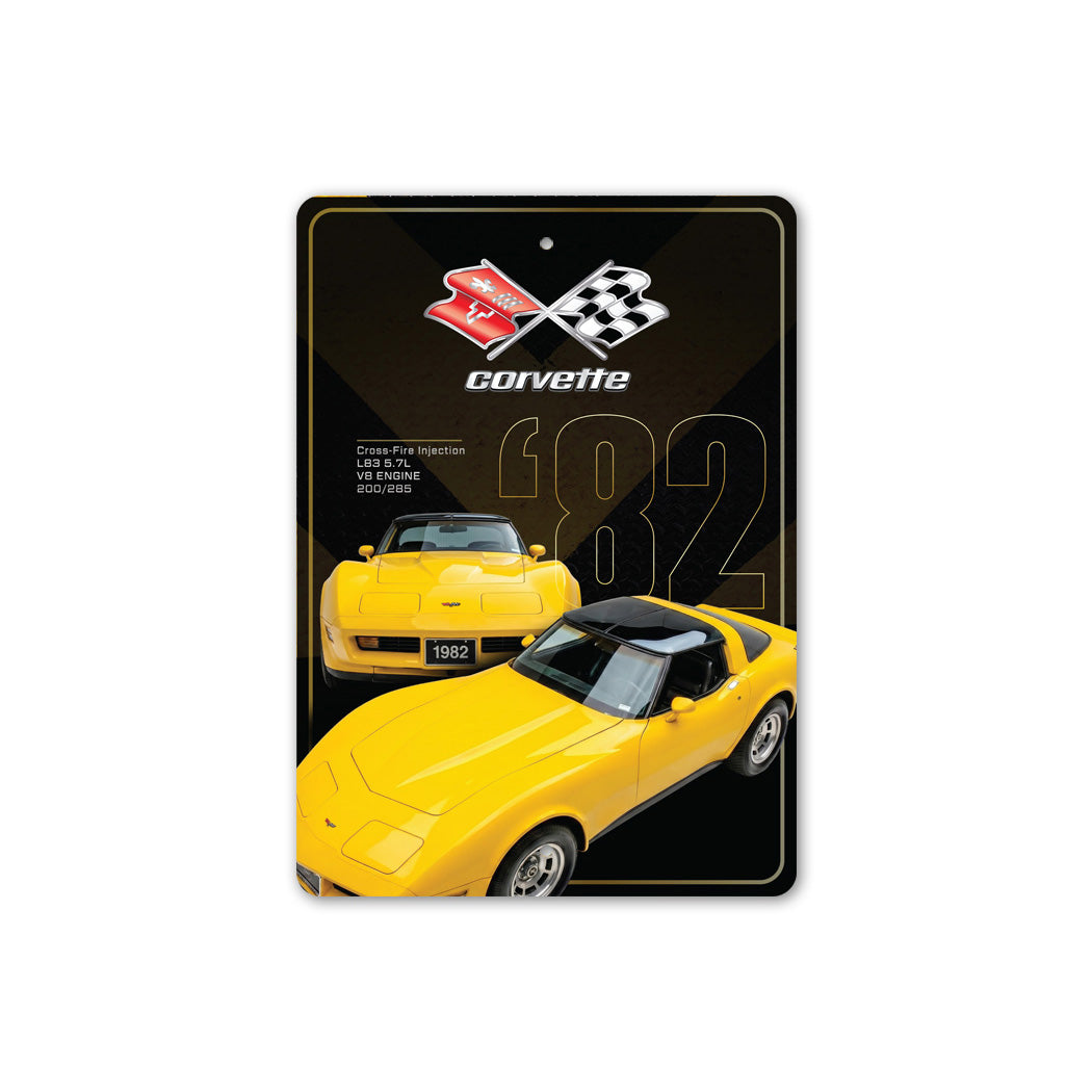 Chevy Corvette 1982 Chevrolet Crossed Flag Badge Sign