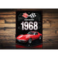 Corvette 1968 Chevy Crossed Flag Badge Sign