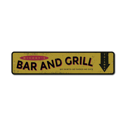 Bar and Grill Name Metal Sign