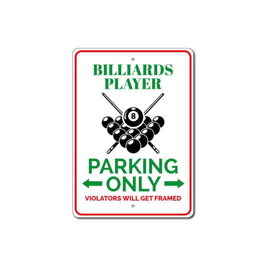 Billiards Player Parking Sign