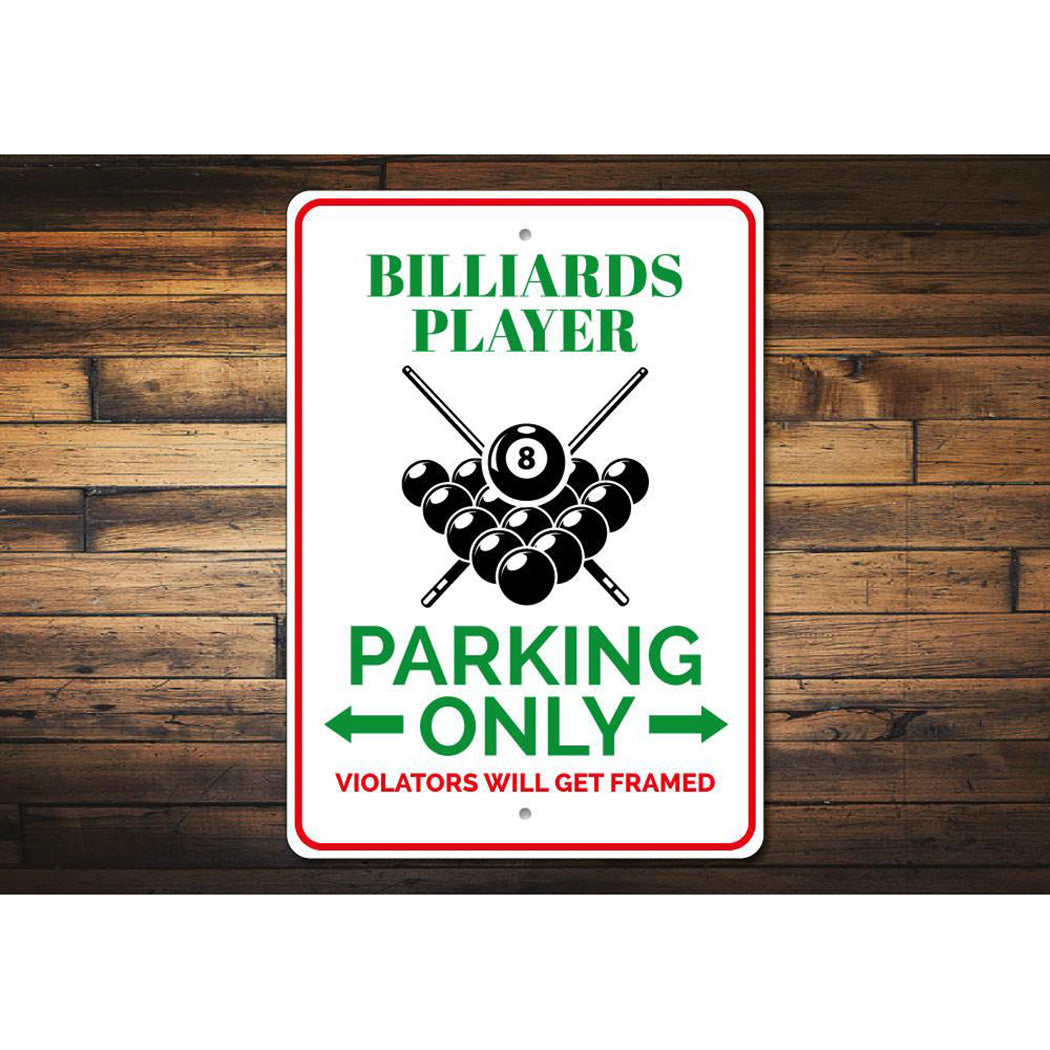 Billiards Player Parking Sign