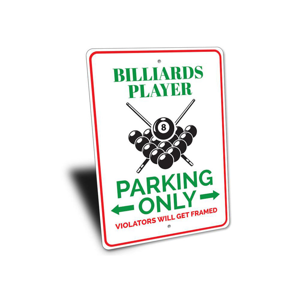 Billiards Player Parking Sign