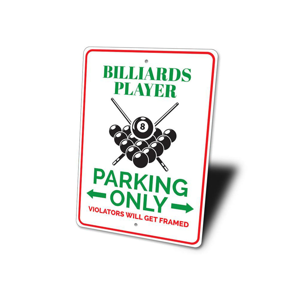 Billiards Player Parking Sign