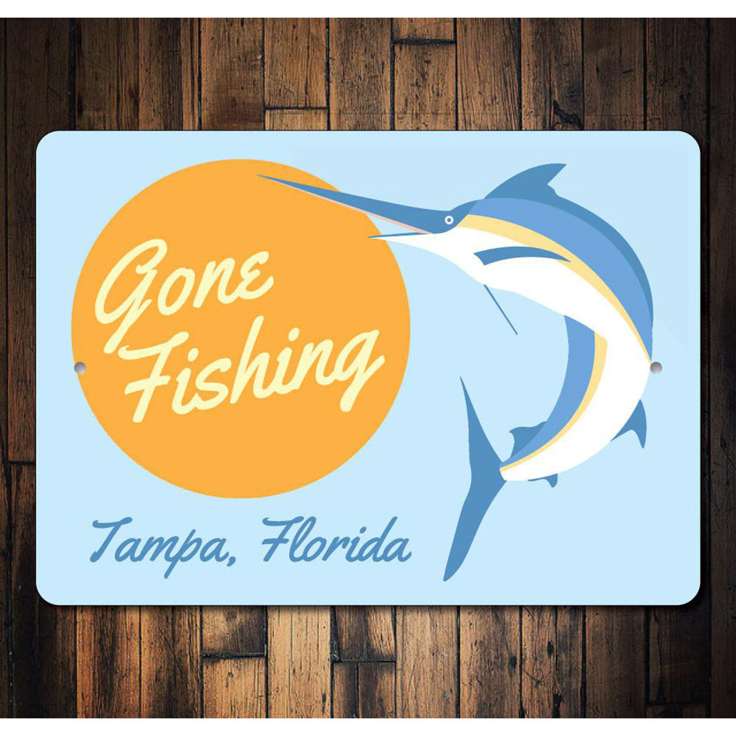 Gone Fishing Swordfish Sign