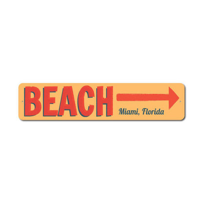 Beach This Way Metal Sign