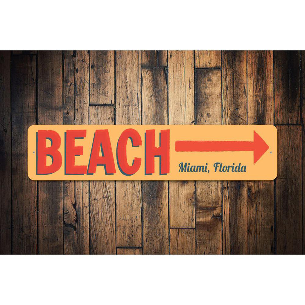 Beach This Way Sign