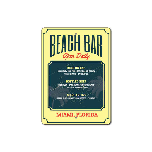 Beach Bar Menu Sign