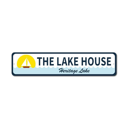 Sailboat Lake House Metal Sign