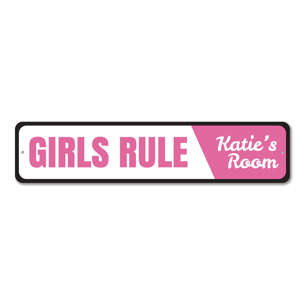 Girls Rule Metal Sign