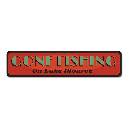 Old Gone Fishing Metal Sign