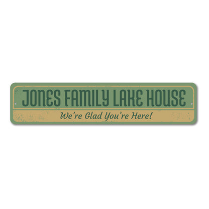 Family Lake House Metal Sign