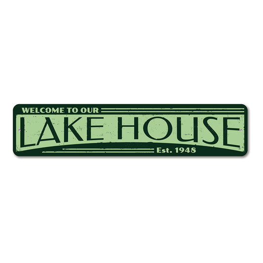 Established Date Lake House Metal Sign