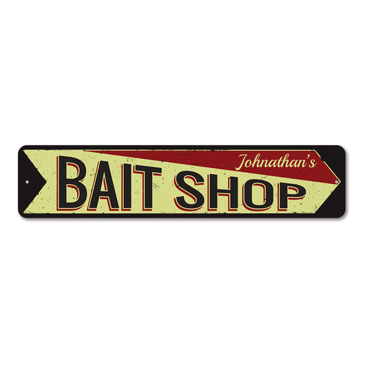 Bait Shop Arrow Metal Sign