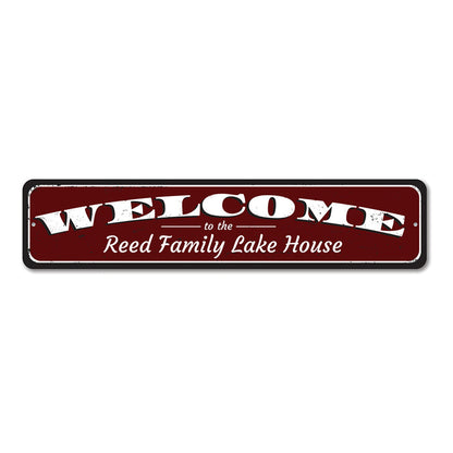 Welcome to the Family Name Lake House Metal Sign