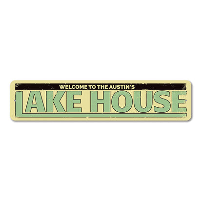 Last Name Lake House Metal Sign